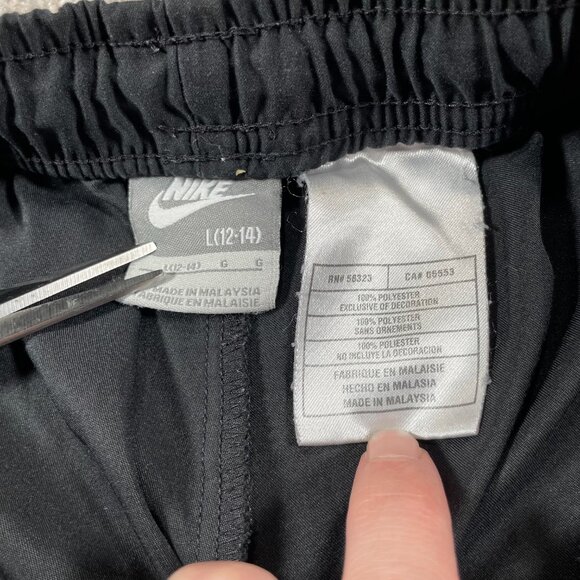 Y2K Nike Track Pants Womens Size Large Black White Unlined - Picture 8 of 14